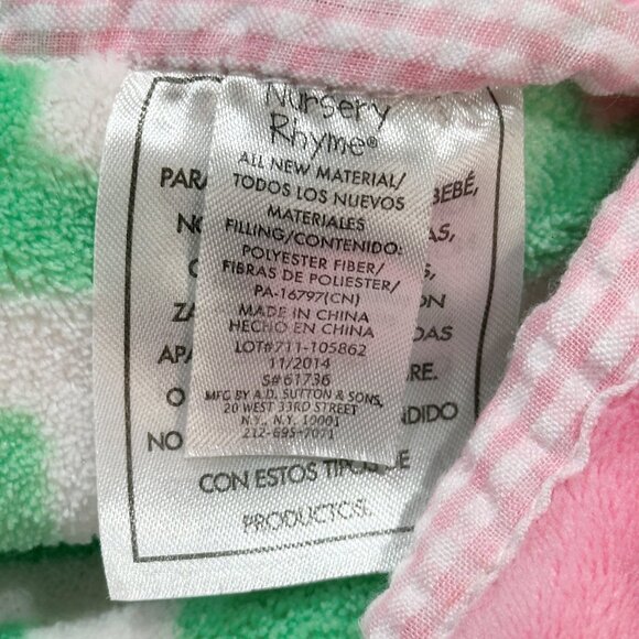 Nursery Rhyme Baby Elephant Lovey Security Blanket Pink Minky Dot Green Chevron - Picture 7 of 8